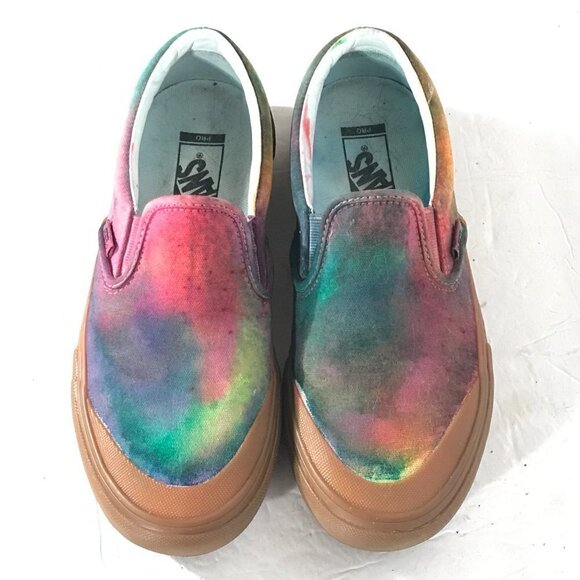 VANS Vintage Rare Tie Dye Skate Shoes Mens Size 7.5 Tied Dyed Slip On Loafers main image 4